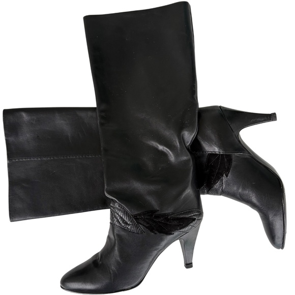 Vintage Gloria Vanderbilt Black Leather Boots – Late 70s / 80s (Size 6.5 US) - Picture 6 of 8